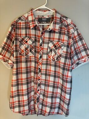 BKE Relaxed Fit Short Sleeve Plaid Snap XL